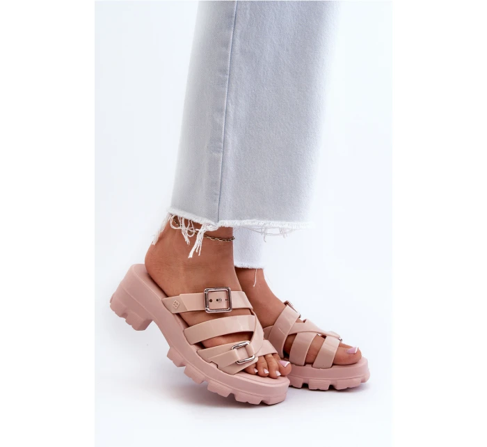 Dámské Pantofle Na Nízkém Podpatku  Růžové model 21661812 - Zaxy