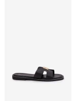 Ploché Pantofle S Výřezy A Dekorací Černé Bohalis