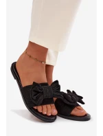 Dámské pantofle na nízkém podpatku s mašlí Černé model 21943318 - Boto