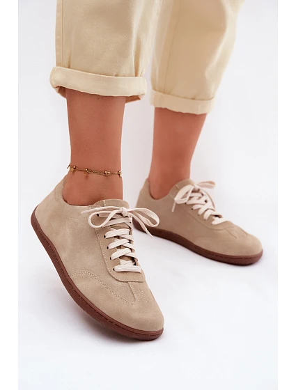 Kožené semišové dámské tenisky Barefoot model 22133332 Béžové - Zazoo