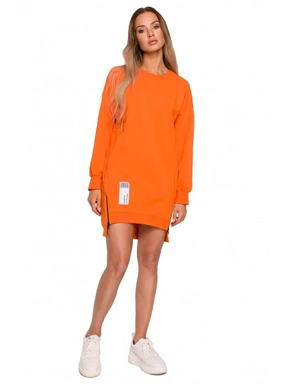 M676 Svetr tunika se zipy - oranžová M676 Svetr tunika se zipy - oranžová