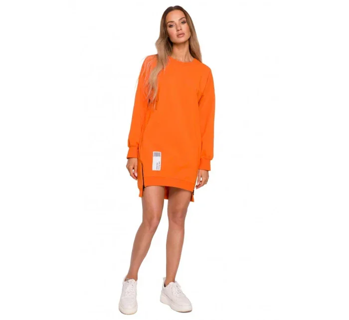 model 18004078 Svetrová tunika se zipy oranžová - Moe model 18004078 Svetrová tunika se zipy oranžová - Moe