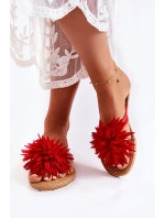 Dámské žabky s látkovým ornamentem Červené Eviana Dámské žabky s látkovým ornamentem Červené Eviana