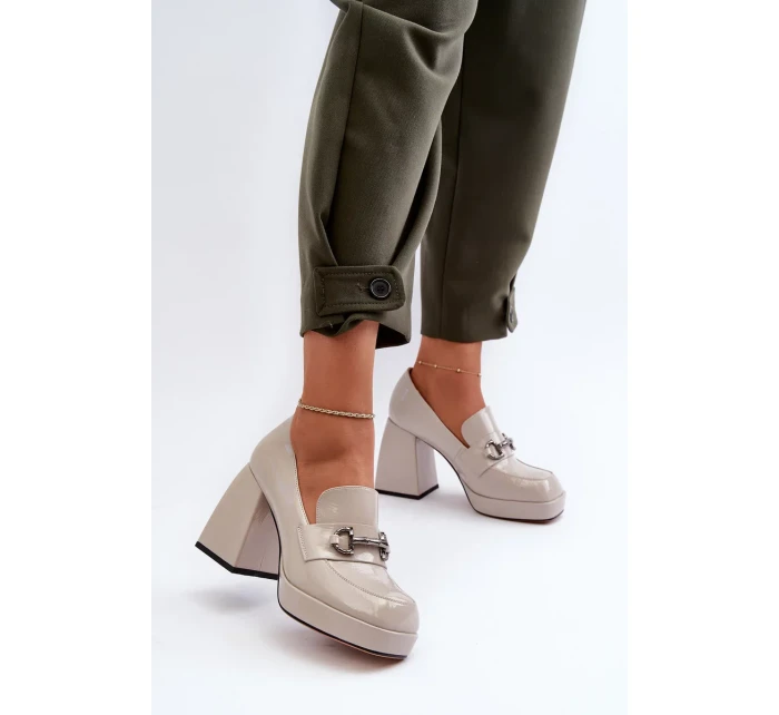 Dámské patentované boty na vysokém podpatku Šedá D&A Dámské patentované boty na vysokém podpatku Šedá D&A