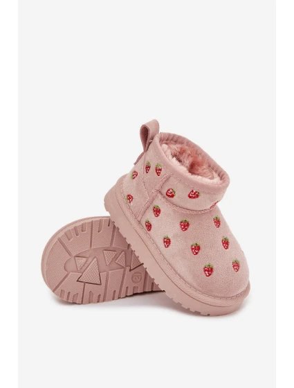 Dětské sněhule s jahůdkami Gracina – růžové Dětské sněhule s jahůdkami Gracina – růžové