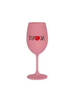 TY A JÁ - růžová sklenice na víno 350 ml