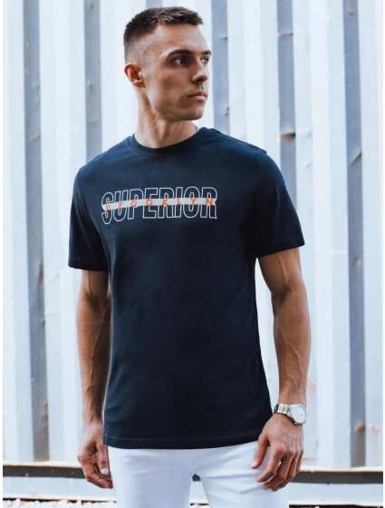 Pánské tmavě modré tričko s potiskem FashionStreet RX5386