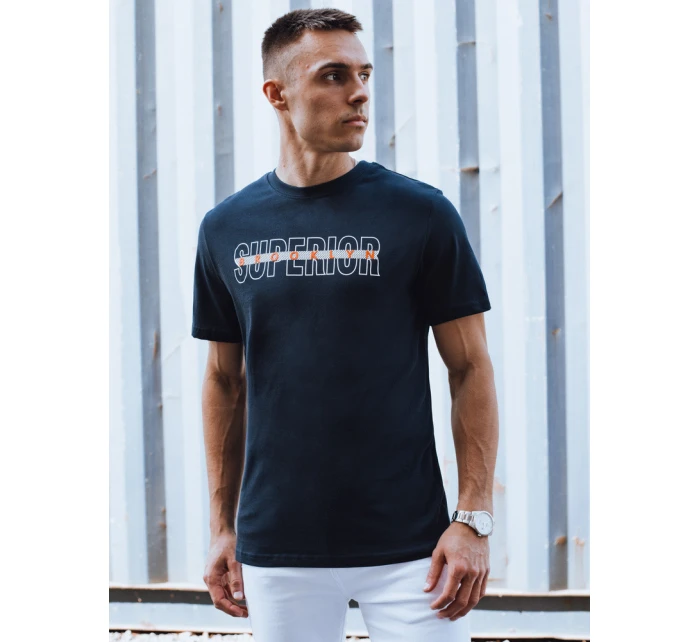 Pánské tmavě modré tričko s potiskem FashionStreet RX5386