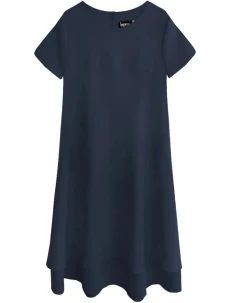 Tmavě modré trapézové šaty (436ART)