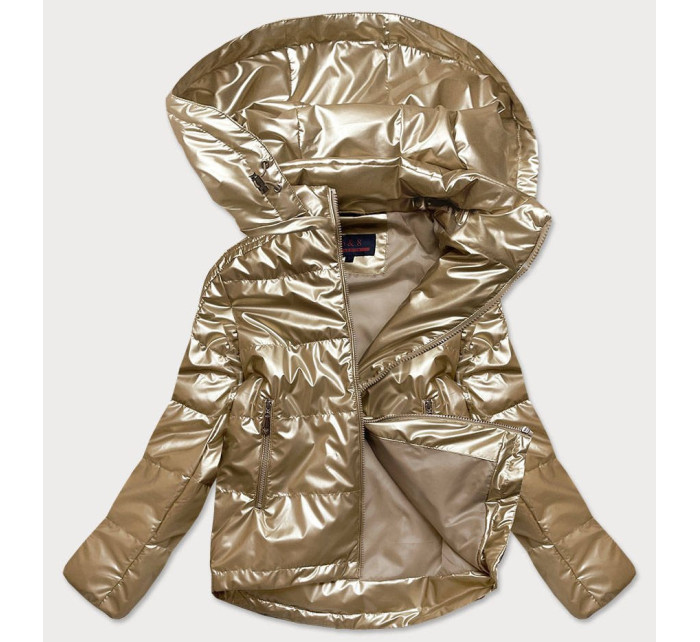 Zlatá dámská lesklá bunda oversize (2021-06BIG)