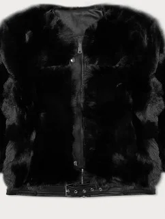 Krátká černá dámská kožešinová bunda model 21247259 - J.STYLE