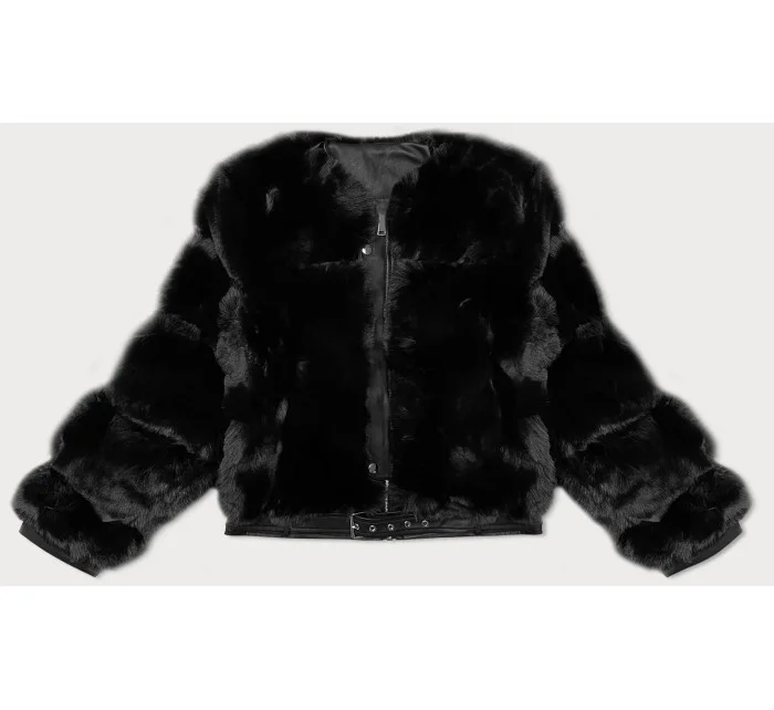Krátká černá dámská kožešinová bunda model 21247259 - J.STYLE