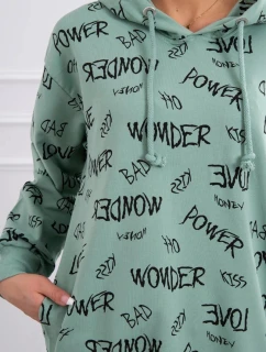 Mikina s nápisy tmavě mátová