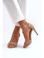 Dámské sandály na podpatku z ekokože béžové obdaria Dámské sandály na podpatku z ekokože béžové obdaria