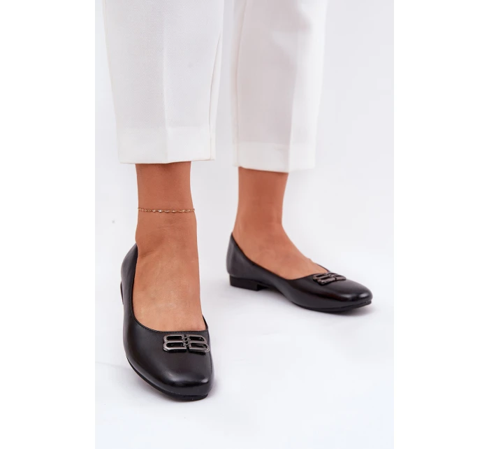 Elegantní Dámské Baletky S Ozdobou model 21690105 Černé - VINCEZA