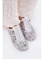 Dámské polobotky z přírodní kůže se vzorem Artiker – bílé Dámské polobotky z přírodní kůže se vzorem Artiker – bílé