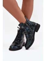Lakované dámské botky z pravé kůže D&A – tmavě modré Lakované dámské botky z pravé kůže D&A – tmavě modré