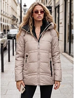 Dámská zimní prošívaná bunda s kapucí, béžová, FashionStreet TY5951 Dámská zimní prošívaná bunda s kapucí, béžová, FashionStreet TY5951