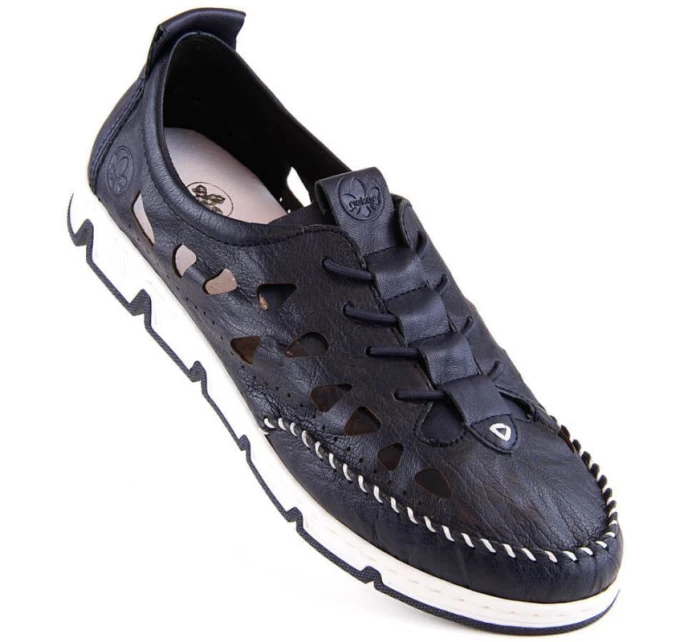 Rieker W RKR652 námořnicky modrá kožená polobotka s prolamovanou podrážkou Rieker W RKR652 námořnicky modrá kožená polobotka s prolamovanou podrážkou