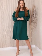 Španělské šaty s ozdobnými rukávy tmavě zelená