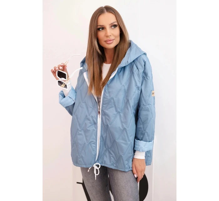 Dámská prošívaná bunda s kapucí džínová modrá