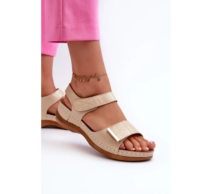 Pohodlné dámské sandály na suchý zip béžové Iphiope