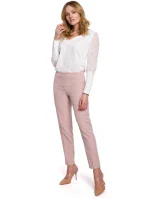 model 18002674 Kalhoty s úzkými nohavicemi krepová růžová - Makover