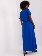 Základní kobaltové maxi šaty z bavlny