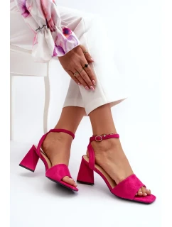Dámské sandály na vysokém podpatku vyrobené z Eco Suede Fuchsia Upttima