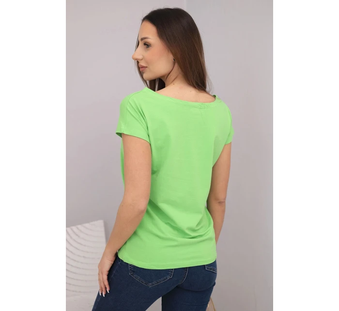 Dámská bavlněná halenka s potiskem CHIC zelená Dámská bavlněná halenka s potiskem CHIC zelená