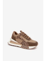 Kožené dámské tenisky na platformě leopardí vzor Artiker 55C0089 hnědé