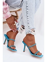 Dámské sandály na podpatku zdobené kamínky modré Vittoria Dámské sandály na podpatku zdobené kamínky modré Vittoria