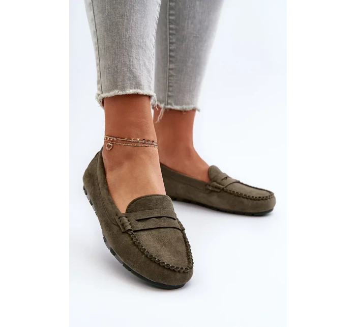 Klasické dámské semišové mokasíny tmavě zelené Glimris Klasické dámské semišové mokasíny tmavě zelené Glimris