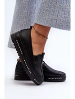 Kožené Dámské Boty Na Platformě S.Barski černá Kožené Dámské Boty Na Platformě S.Barski černá