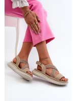 Lehké dámské pohodlné sandály na suchý zip Béžová Ceclea Lehké dámské pohodlné sandály na suchý zip Béžová Ceclea