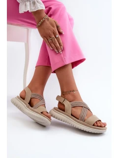 Lehké dámské pohodlné sandály na suchý zip Béžová Ceclea