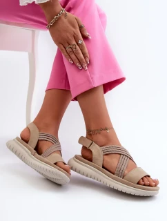 Lehké dámské pohodlné sandály na suchý zip Béžová Ceclea