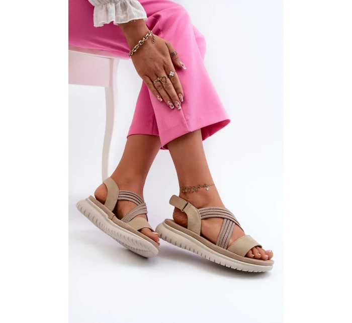 Lehké dámské pohodlné sandály na suchý zip Béžová Ceclea Lehké dámské pohodlné sandály na suchý zip Béžová Ceclea