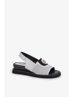 Dámské sandály na klínu – stříbrné Isnnoria