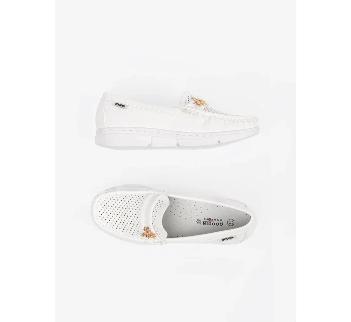 Luxusní dámské bílé  mokasíny bez podpatku
