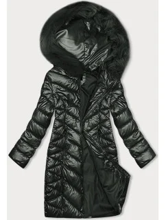 Prošívaná dámská zimní bunda v army barvě J Style (16M9100-136)