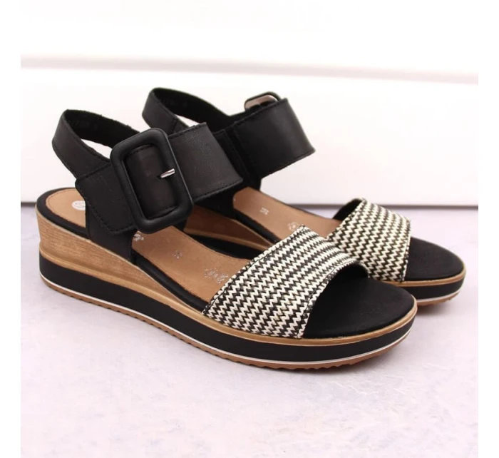 Remonte W RKR646 kožené sandály na platformě