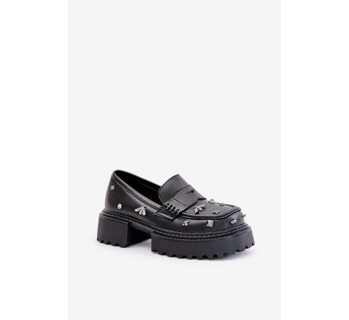 Kožené Dámské Polobotky S Ozdobami D&A model 21675869 Černé - S.Barski