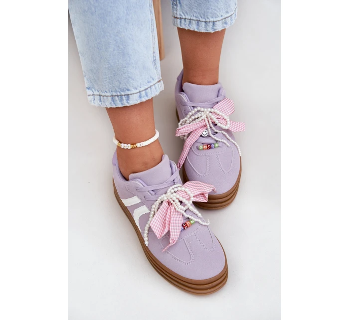 Dámské Tenisky Na Platformě S Ozdobami Fialové model 21688396 - Boto Dámské Tenisky Na Platformě S Ozdobami Fialové model 21688396 - Boto