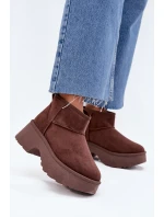 Dámské Nízké Sněhule Na Klínku S Kožíškem Hnědé model 21706747 - Boto Dámské Nízké Sněhule Na Klínku S Kožíškem Hnědé model 21706747 - Boto