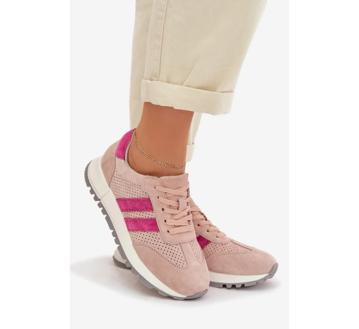 Dámské tenisky z přírodního semiše růžové model 22013945 - EVENTO