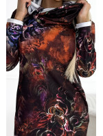 Šaty s rolákem Numoco IRENE - hnědý vzor