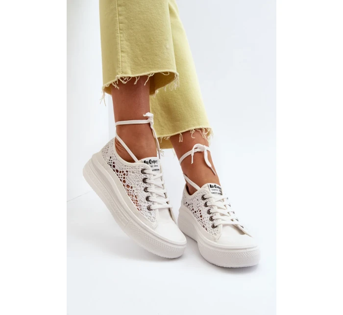 Krajkové dámské tenisky Lee Cooper bílé