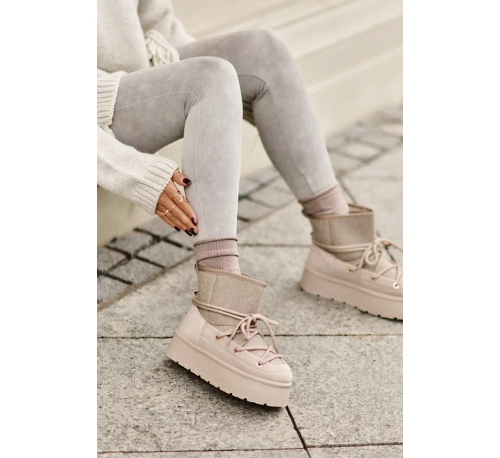 Sněhule s vázáním na platformě béžové Mavora