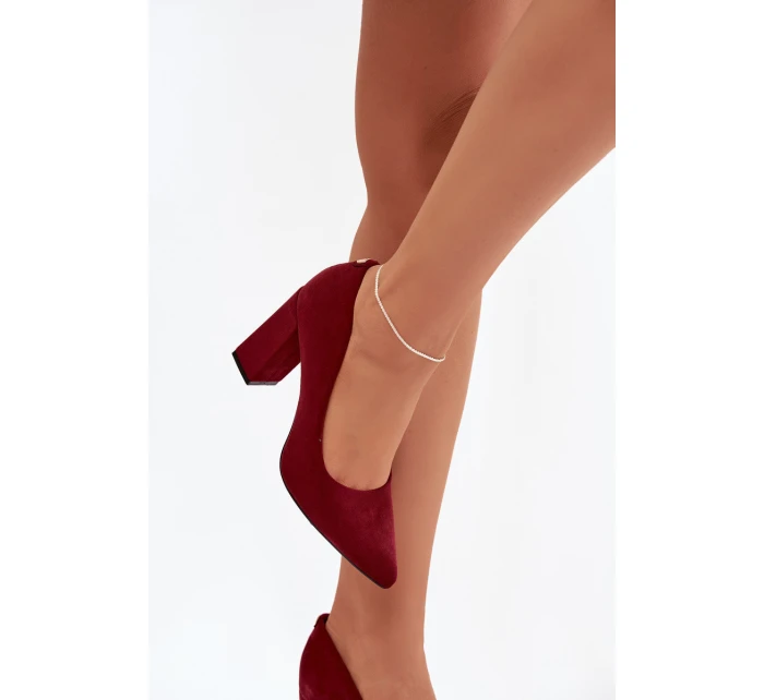 Dámské semišové lodičky na podpatku Sergio Leone – bordové Dámské semišové lodičky na podpatku Sergio Leone – bordové